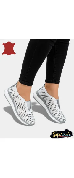 Balerini casual perforați din piele naturală Cu Accesoriu steluță