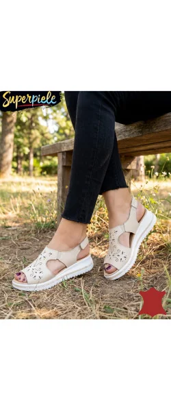 Sandale damă Piele Naturala Cu Broderie Florale