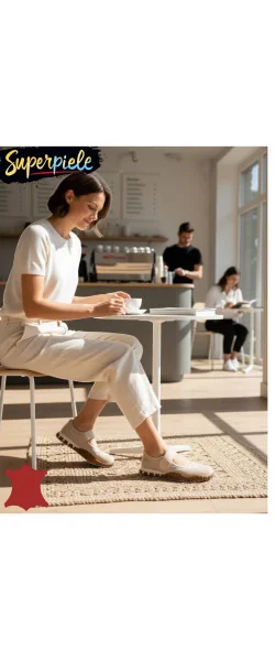 Balerini damă din piele întoarsă NATURALĂ și textil cu talpă flexibilă