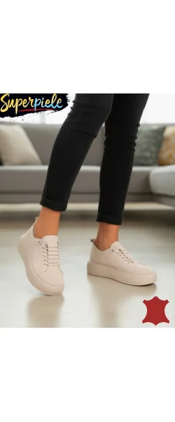 Pantofi casual damă din piele întoarsă naturală cu talpă groasă