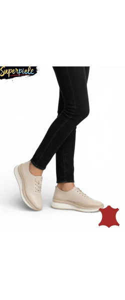 Pantofi casual damă comozi din piele naturală moale cu șireturi
