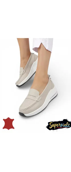 Mocasini damă piele naturală cu platformă înaltă