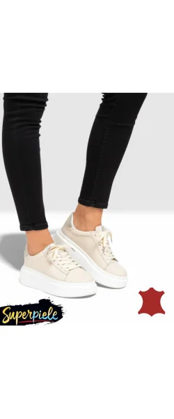 Pantofi casual dama piele naturala ,căptușiți cu inchidere sireturi și talpă înaltă