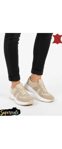 Pantofi casual damă din piele naturală întoarsă cu piele naturală