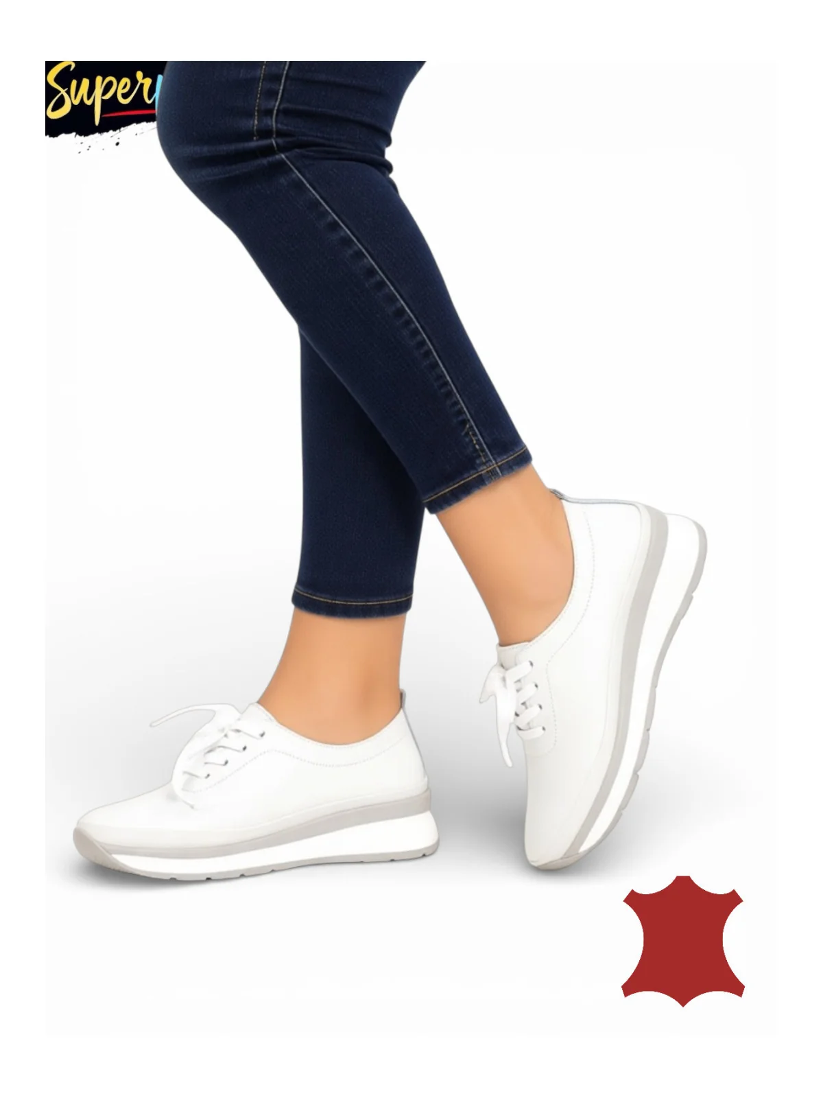 Pantofi casual damă comozi din piele naturală moale cu șireturi