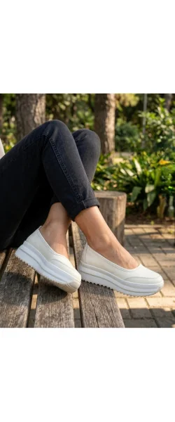 Balerini damă piele naturală cu talpă groasă