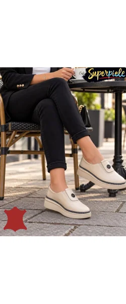 Pantofi casual damă din piele naturală Fără șireturi cu detaliu decorativ