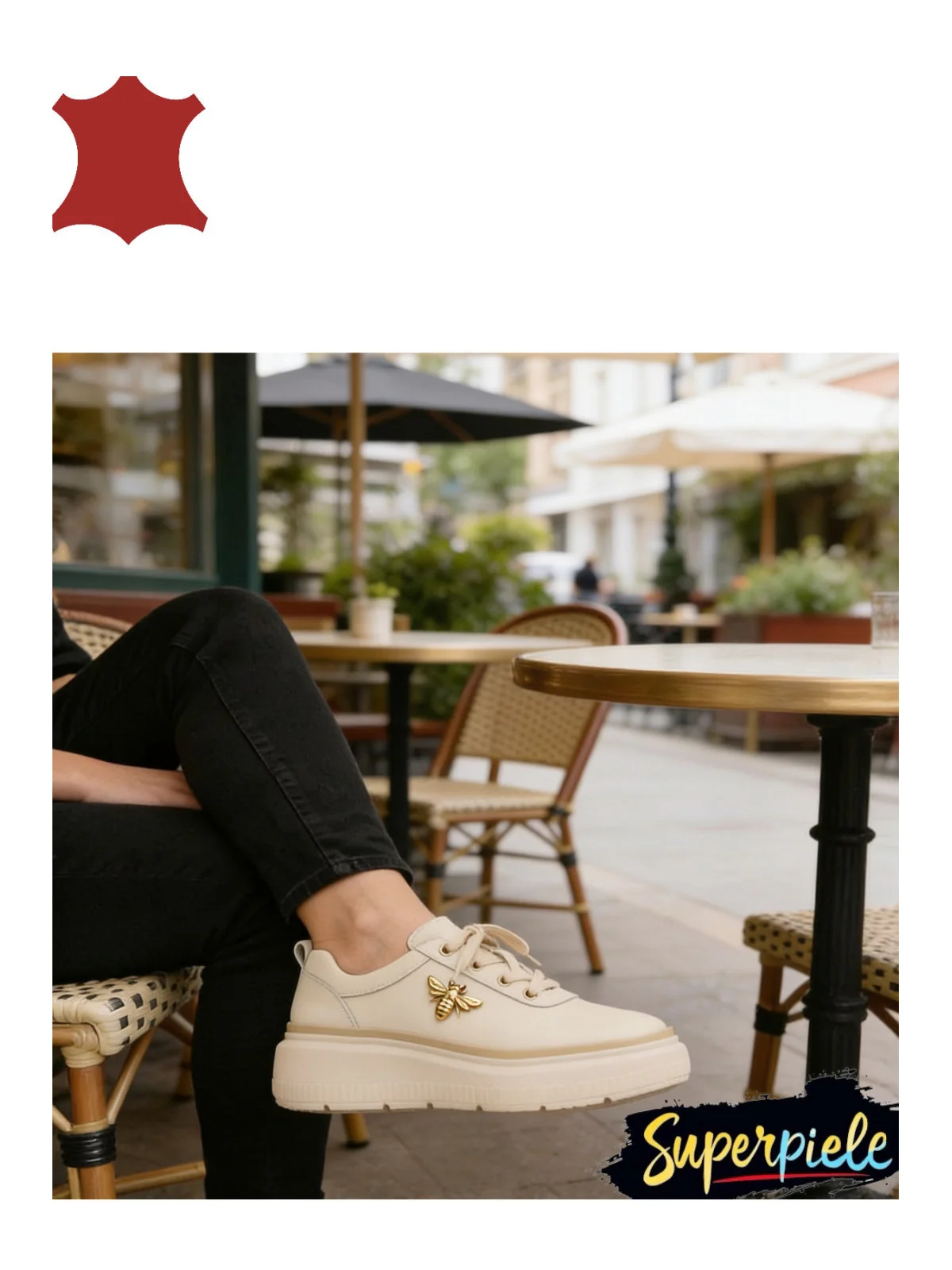 PANTOFI CASUAL DE DAMĂ DIN PIELE CU DETALIU albina