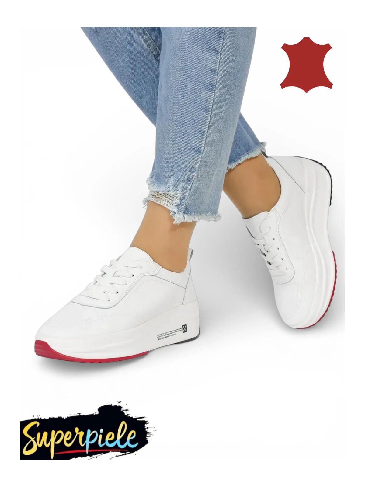 Pantofi casual damă din piele naturală cu talpă groasă și șireturi