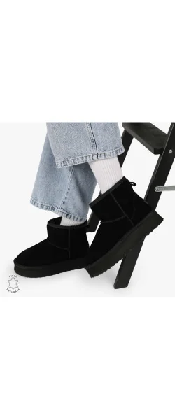 CIZME DE DAMĂ din PIELE ÎNTOARSĂ NATURALĂ CRL08931 Black Leather