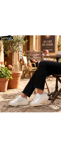 Pantofi casual dama piele naturala ,căptușiți cu inchidere sireturi și talpă înaltă