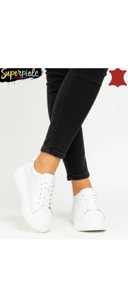Pantofi casual din piele naturală pentru femei cu talpă groasă