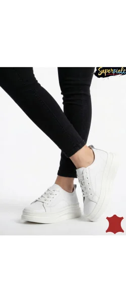 Pantofi casual din piele pentru femei, cu șireturi și vârf rotund