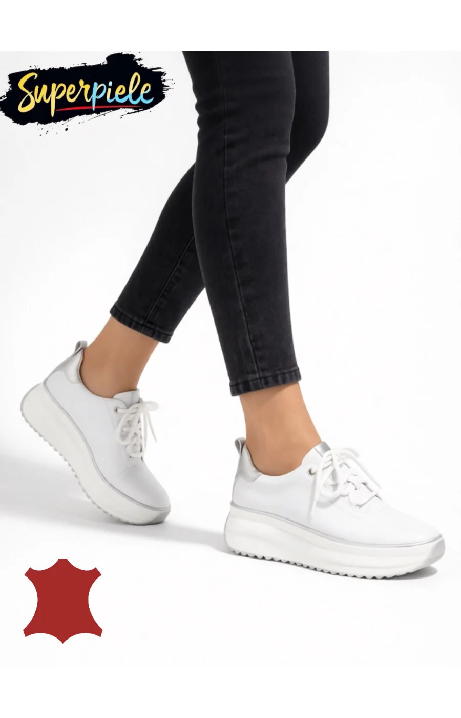 Pantofi casual dama piele naturala cu varf rotund și talpă groasă