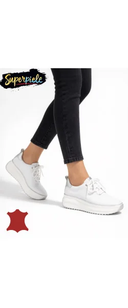Pantofi casual dama piele naturala cu varf rotund și talpă groasă