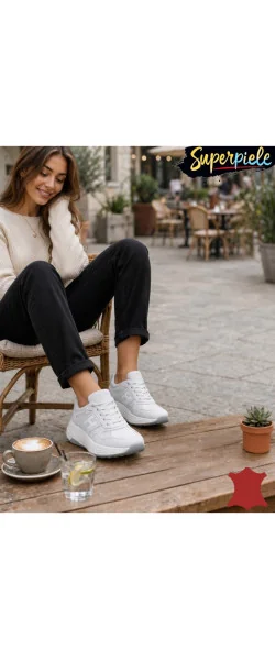 Sneakers Damă la modă din Piele Naturală cu Talpă groasă