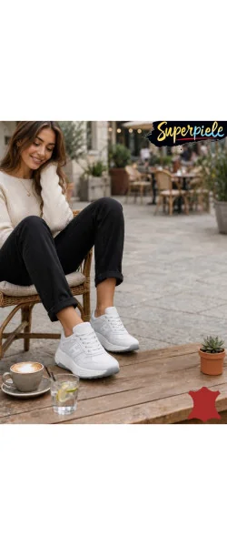 Sneakers Damă la modă din Piele Naturală cu Talpă groasă