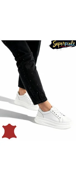 Pantofi casual dama la modă din piele naturala cu talpa groasa