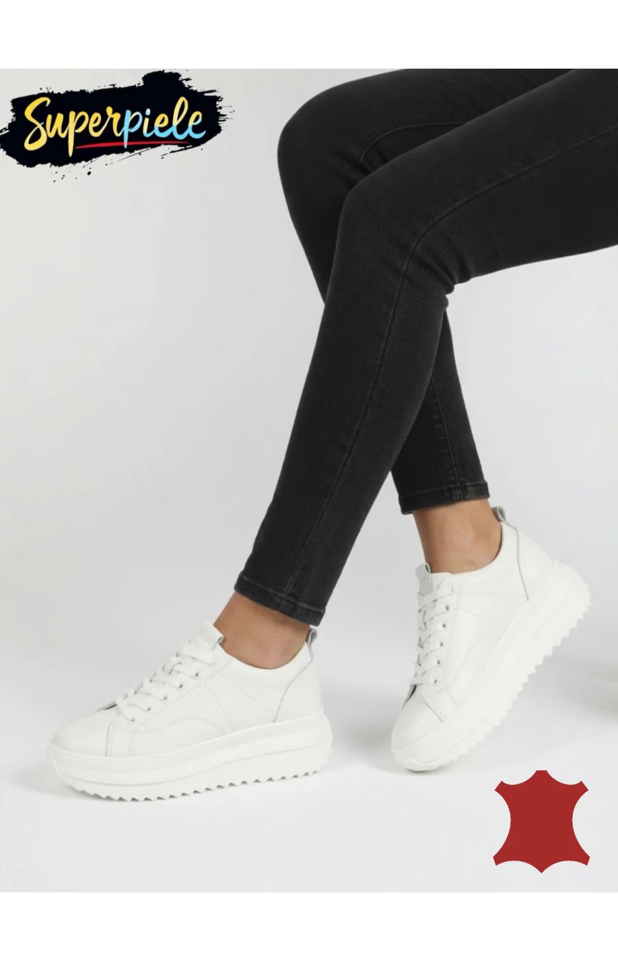 Pantofi casual dama piele naturala cu închidere șireturi ,talpa groasă