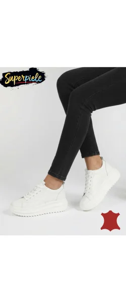 Pantofi casual dama piele naturala cu închidere șireturi ,talpa groasă