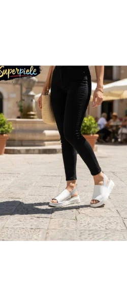 Sandale damă moderne din piele naturală cu elastic și talpă groasă