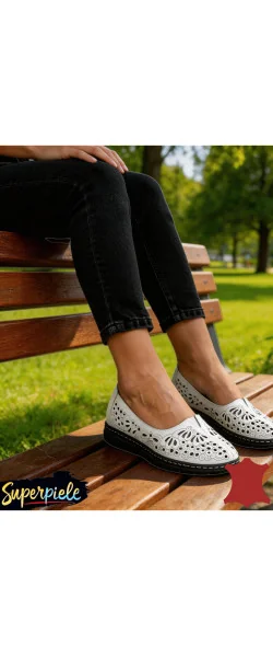 Balerini damă piele naturală moale cu talpă joasă flexibilă