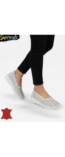 BALERINI DAMA DIN PIELE NATURALA CU MICI PERFORATI Decorative