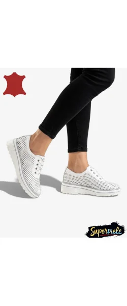 Pantofi casual damă Piele Naturala Perforați Cu Sireturi
