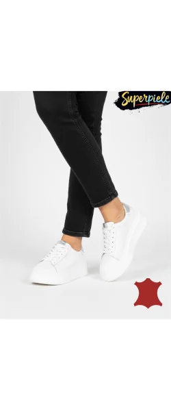 Pantofi casual dama piele naturala ,căptușiți cu inchidere sireturi și talpă înaltă