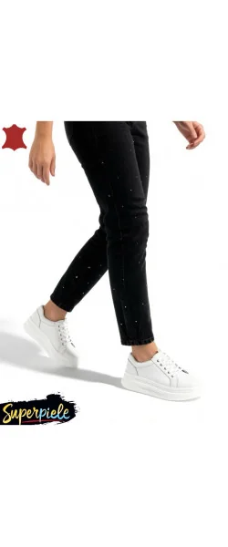 Pantofi casual dama la modă din piele naturala cu talpa groasa