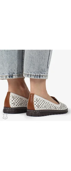 Balerini dama din piele naturală moale cu perforații |ALIBABA|