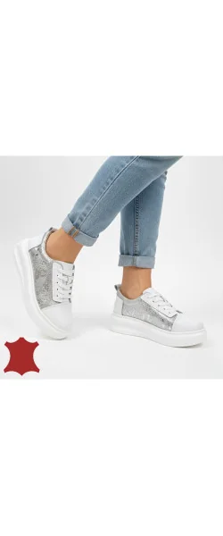PANTOFI CASUAL DAMĂ DIN PIELE NATURALĂ, CU MODEL LUCIOS