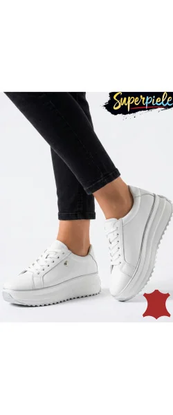 Sneakers dama piele naturala Khaki cu inimioara metalica