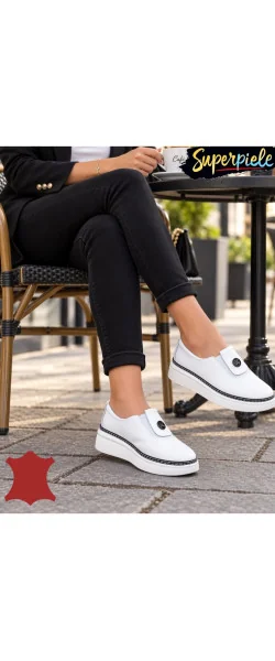 Pantofi casual damă din piele naturală Fără șireturi cu detaliu decorativ