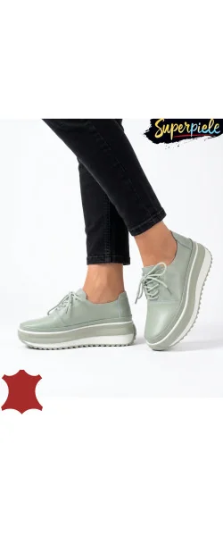 Pantofi casual dama piele naturală cu platformă