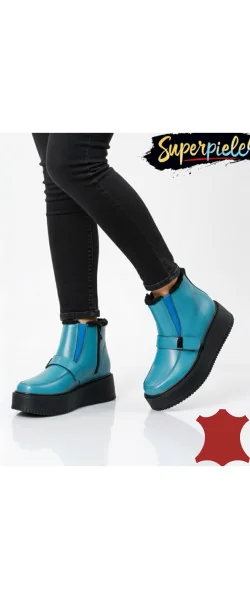 Ghete dama piele naturala imblanite cu insertie elastica si inchidere fermoar