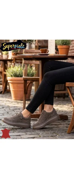 Pantofi casual damă din piele naturală cu fermoar și șiret