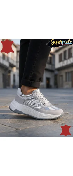 Sneakers Damă la modă din Piele Naturală cu Talpă groasă