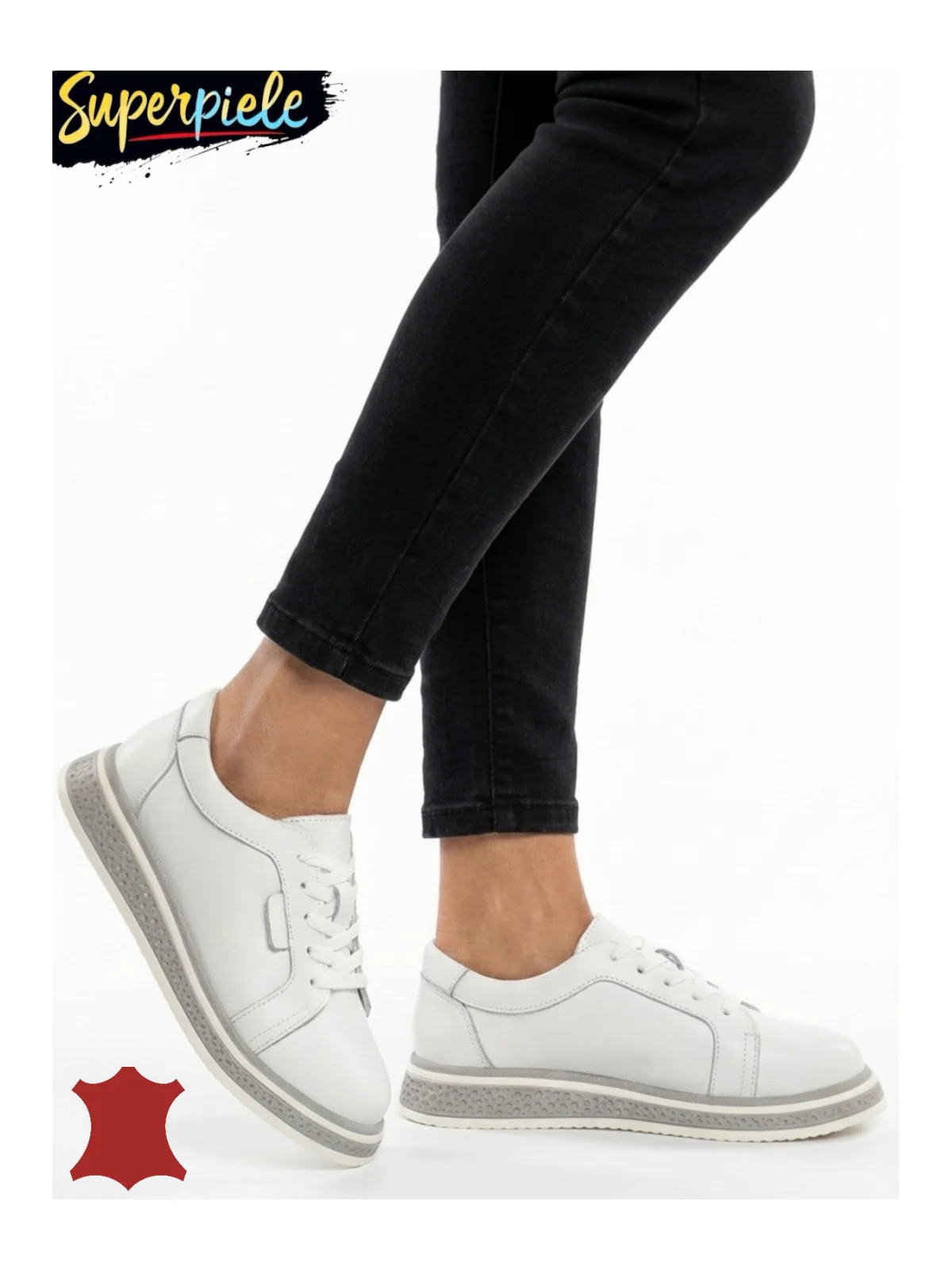 PANTOFI CASUAL DAMĂ COMOZI DIN PIELE NATURALĂ CU ȘIRETURI