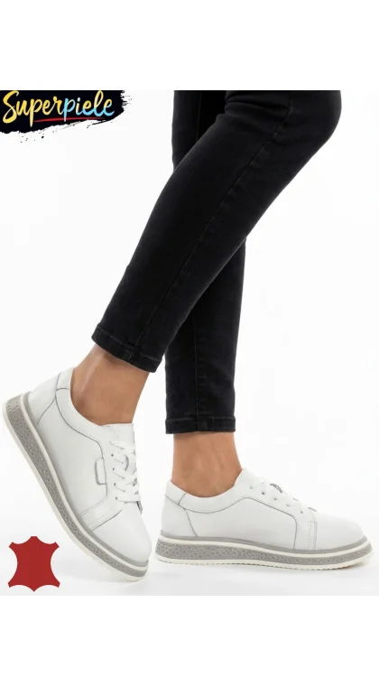 PANTOFI CASUAL DAMĂ COMOZI DIN PIELE NATURALĂ CU ȘIRETURI