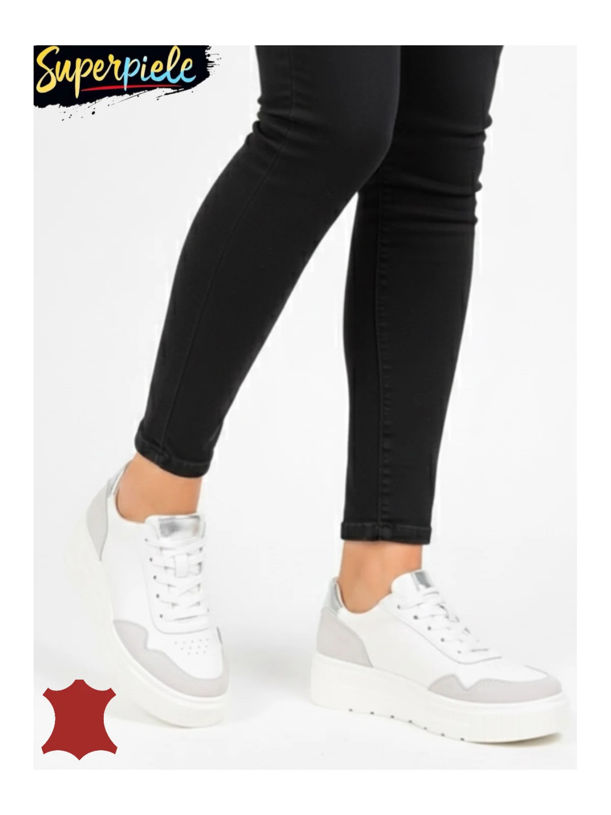 Pantofi casual din piele pentru femei cu șireturi F002-459