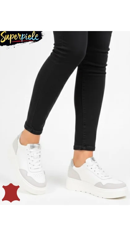 Pantofi casual din piele pentru femei cu șireturi F002-459