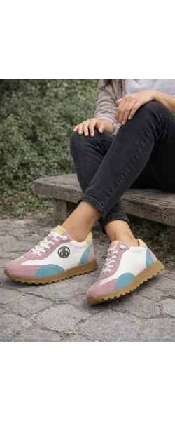 Adidasi damă multicolor din piele naturală cu talpă flexibilă