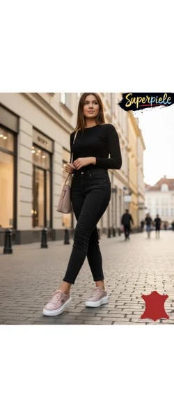 Pantofi Casual Dama |NESKY| din Piele Naturală cu Aplicație Metalică și Sireturi