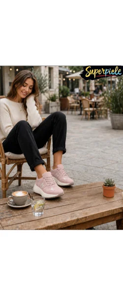 Sneakers Damă la modă din Piele Naturală cu Talpă groasă