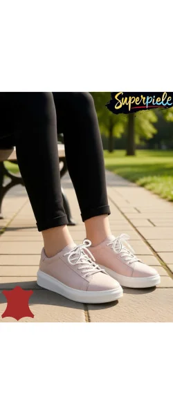Pantofi casual piele naturala cu varf rotund Si talpa alba