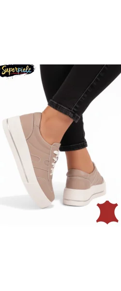 Pantofi casual din piele albi și grey Leather pentru femei T-8076