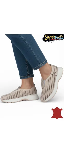 Pantofi casual dama piele naturala perforati cu talpa flexibila