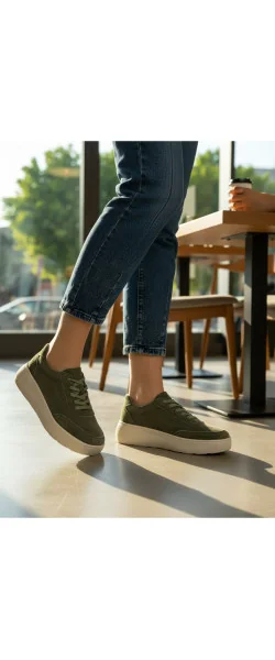 pantofi sport casual verzi sunt confecționați din piele naturală întoarsă de înaltă calitate