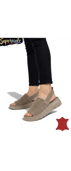 Sandale damă moderne din piele naturală cu elastic și talpă groasă